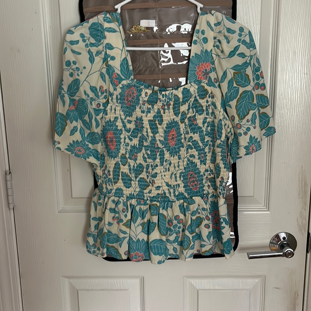 blue and white blouse